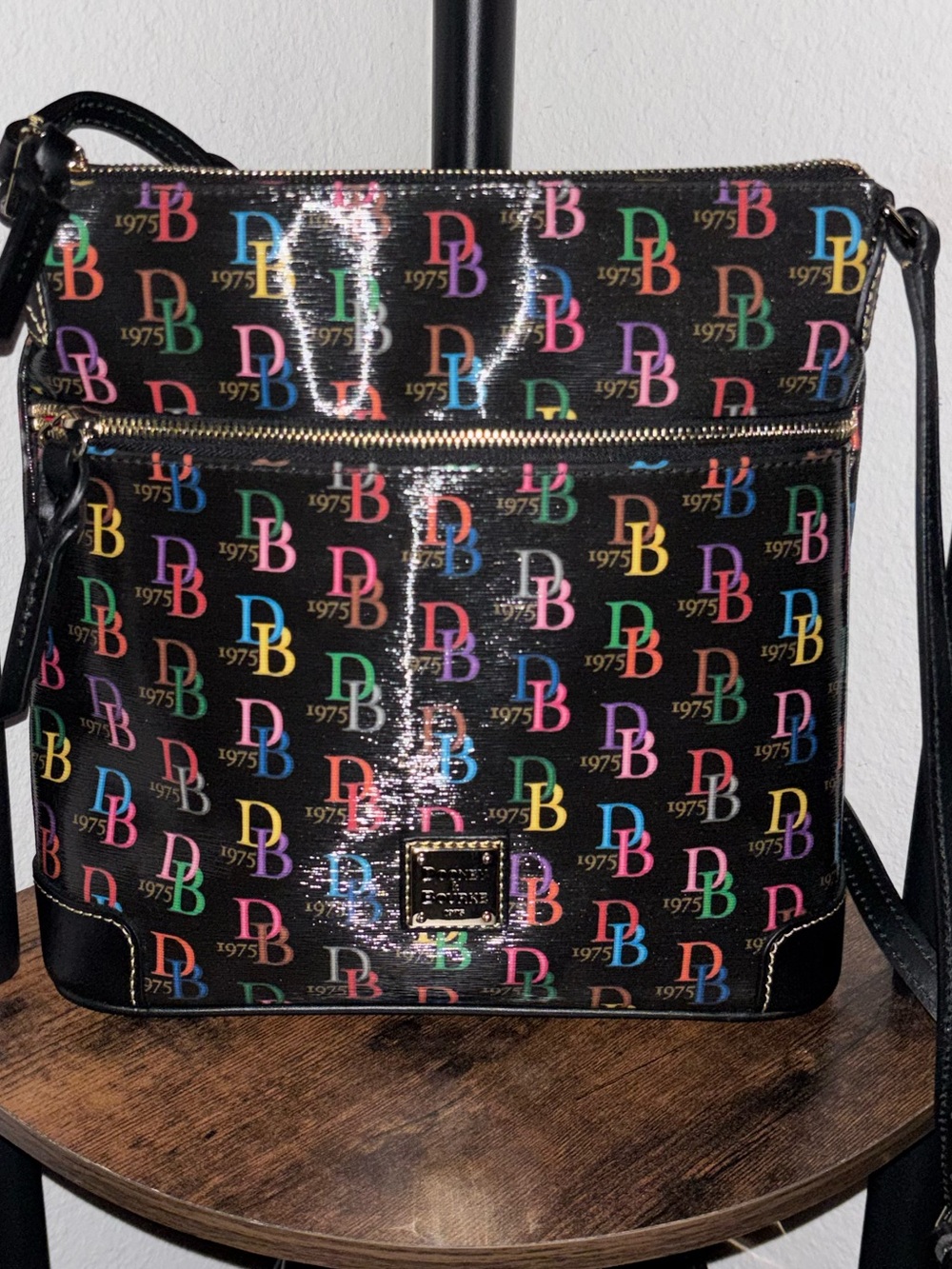 Dooney & Bourke Black Multicolor DB Logo Crossbody Bag